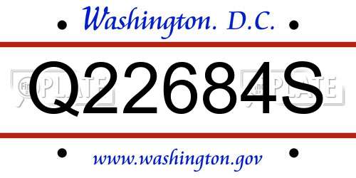 Q22684S District Of Columbia License Plate