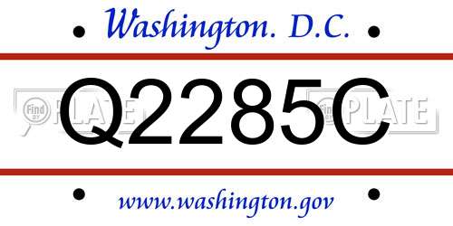 Q2285C District Of Columbia License Plate