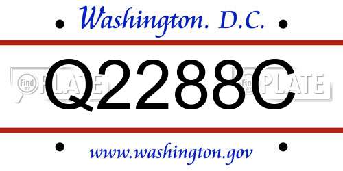 Q2288C District Of Columbia License Plate