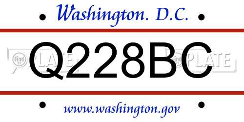 Q228BC District Of Columbia License Plate