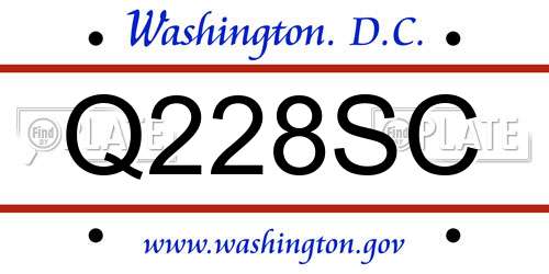 Q228SC District Of Columbia License Plate