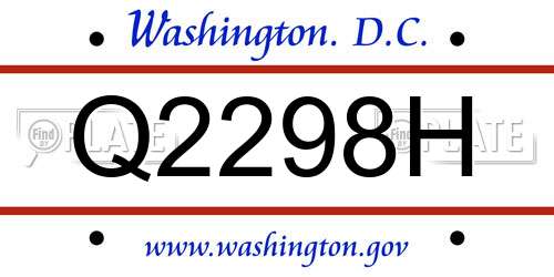 Q2298H District Of Columbia License Plate