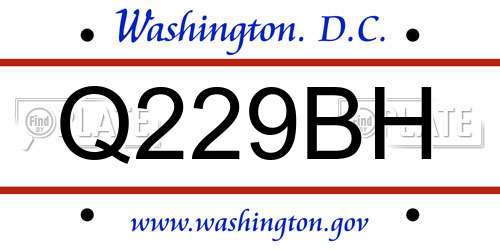 Q229BH District Of Columbia License Plate