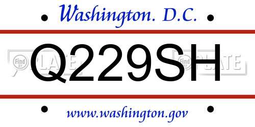 Q229SH District Of Columbia License Plate