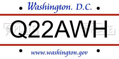 Q22AWH District Of Columbia License Plate