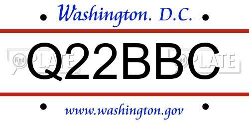 Q22BBC District Of Columbia License Plate