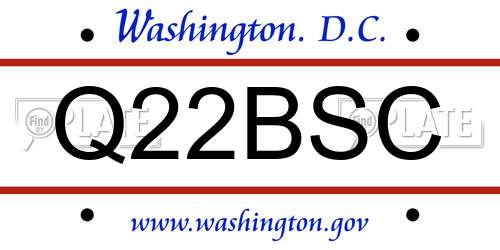 Q22BSC District Of Columbia License Plate