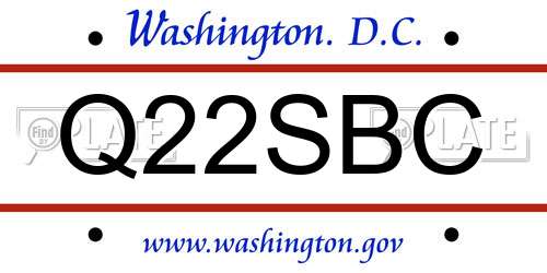 Q22SBC District Of Columbia License Plate