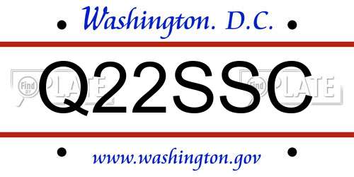 Q22SSC District Of Columbia License Plate