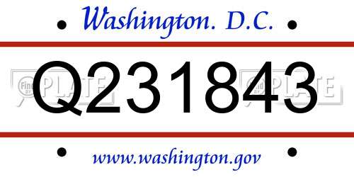 Q231843 District Of Columbia License Plate