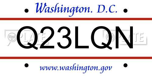 Q23LQN District Of Columbia License Plate