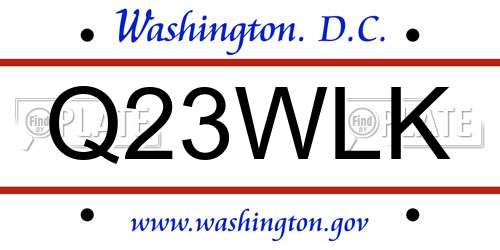 Q23WLK District Of Columbia License Plate