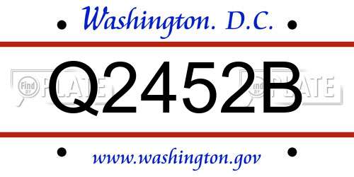 Q2452B District Of Columbia License Plate