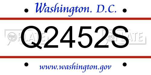 Q2452S District Of Columbia License Plate