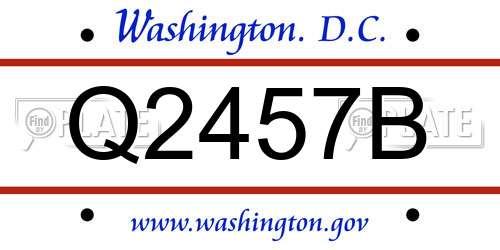 Q2457B District Of Columbia License Plate