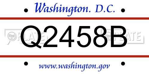 Q2458B District Of Columbia License Plate