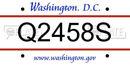 Q2458S District Of Columbia License Plate