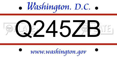 Q245ZB District Of Columbia License Plate