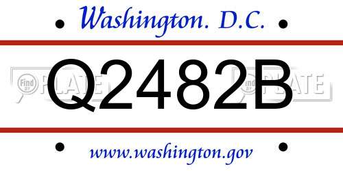 Q2482B District Of Columbia License Plate