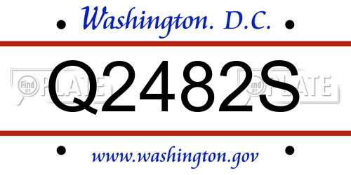 Q2482S District Of Columbia License Plate