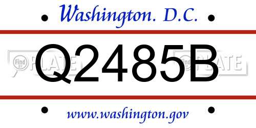Q2485B District Of Columbia License Plate
