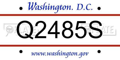 Q2485S District Of Columbia License Plate