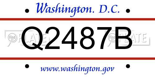 Q2487B District Of Columbia License Plate