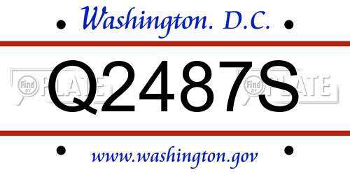 Q2487S District Of Columbia License Plate
