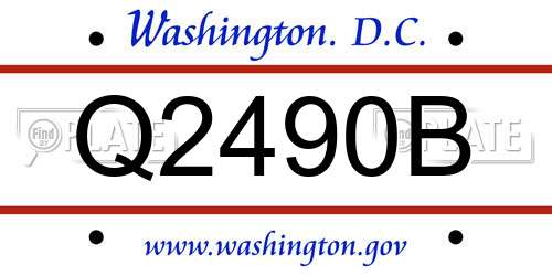 Q2490B District Of Columbia License Plate