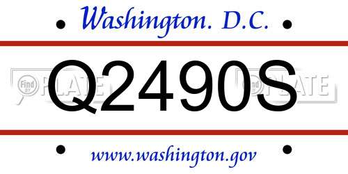 Q2490S District Of Columbia License Plate