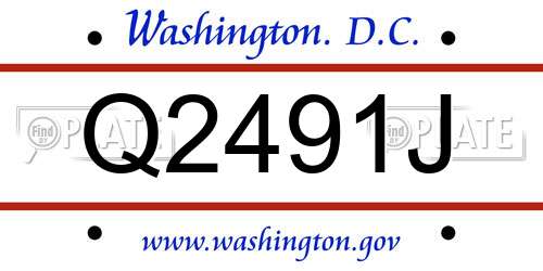 Q2491J District Of Columbia License Plate