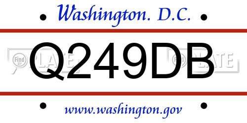 Q249DB District Of Columbia License Plate