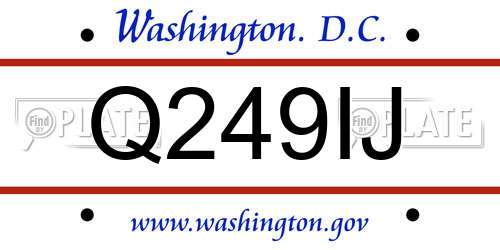 Q249IJ District Of Columbia License Plate