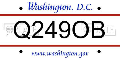 Q249OB District Of Columbia License Plate