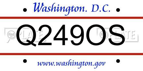 Q249OS District Of Columbia License Plate