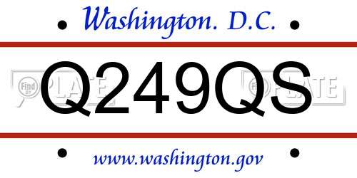 Q249QS District Of Columbia License Plate