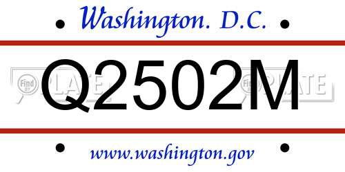 Q2502M District Of Columbia License Plate