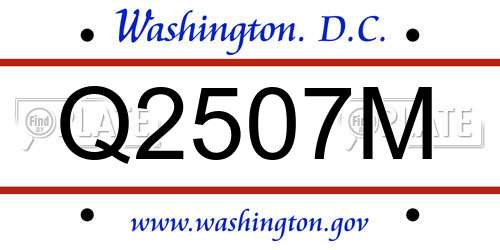Q2507M District Of Columbia License Plate