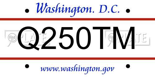 Q250TM District Of Columbia License Plate