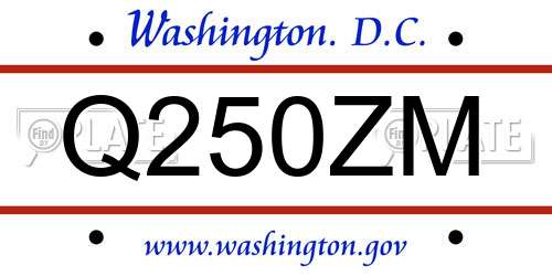 Q250ZM District Of Columbia License Plate