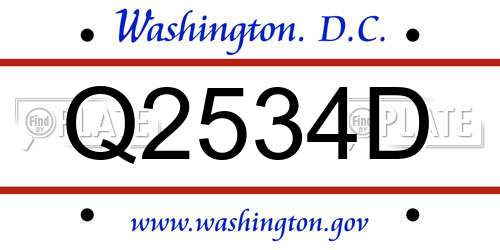 Q2534D District Of Columbia License Plate