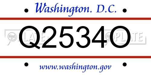 Q2534O District Of Columbia License Plate