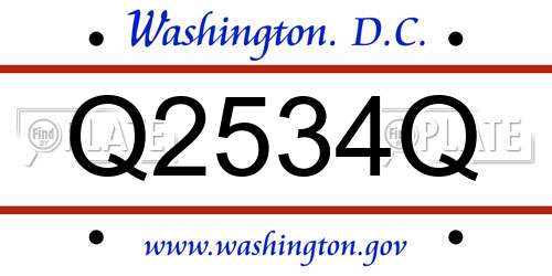 Q2534Q District Of Columbia License Plate