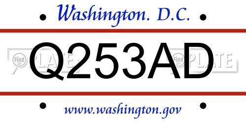 Q253AD District Of Columbia License Plate