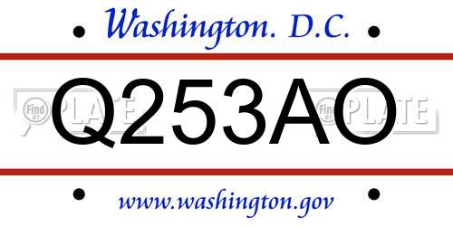 Q253AO District Of Columbia License Plate