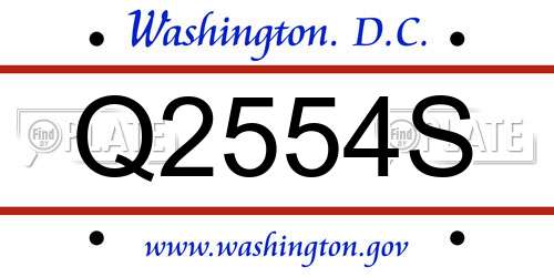 Q2554S District Of Columbia License Plate