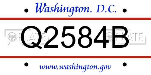 Q2584B District Of Columbia License Plate