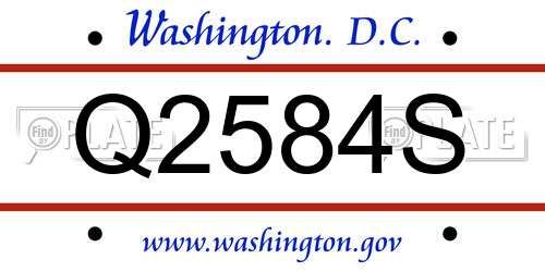 Q2584S District Of Columbia License Plate