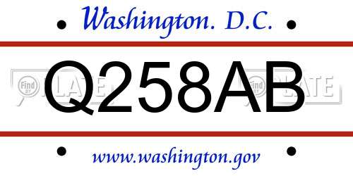 Q258AB District Of Columbia License Plate