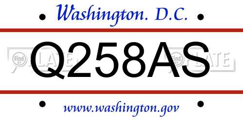 Q258AS District Of Columbia License Plate